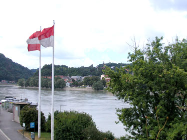 Danube and Austrian flags