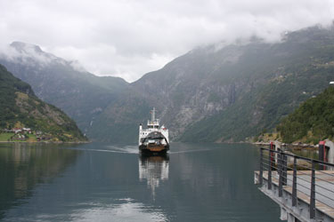 Ferry arriving at Geiranger