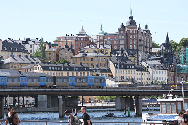 Stockholm waterway and train